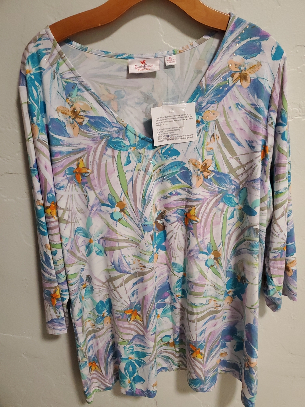 Quacker Factory Aqua, Lavender & Teal Floral Tunic